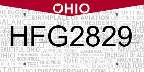 HFG2829 Ohio License Plate