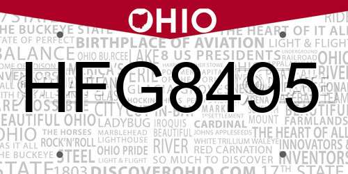 HFG8495 Ohio License Plate
