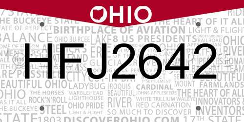 HFJ2642 Ohio License Plate