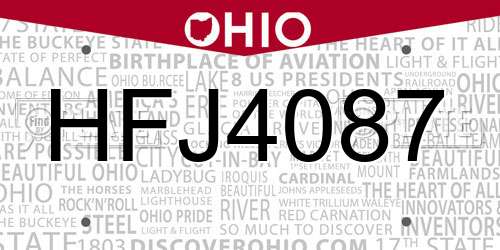 HFJ4087 Ohio License Plate
