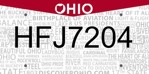 HFJ7204 Ohio License Plate