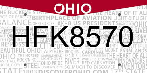 HFK8570 Ohio License Plate