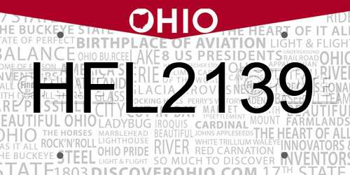 HFL2139 Ohio License Plate