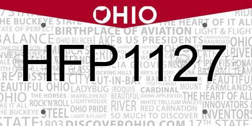 HFP1127 Ohio License Plate