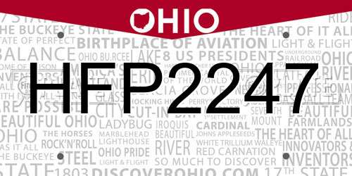 HFP2247 Ohio License Plate