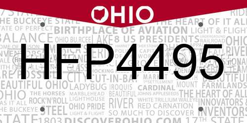 HFP4495 Ohio License Plate