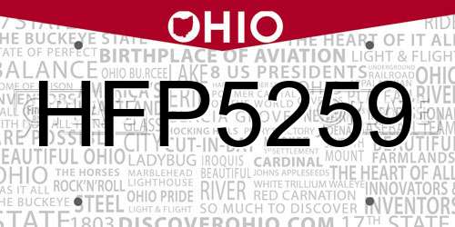 HFP5259 Ohio License Plate