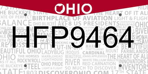 HFP9464 Ohio License Plate