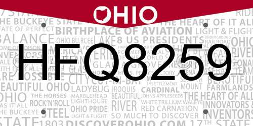 HFQ8259 Ohio License Plate