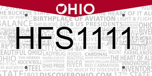 HFS1111 Ohio License Plate