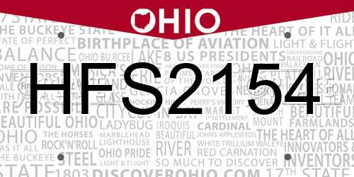 HFS2154 Ohio License Plate