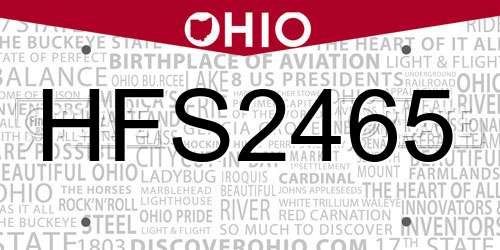 HFS2465 Ohio License Plate