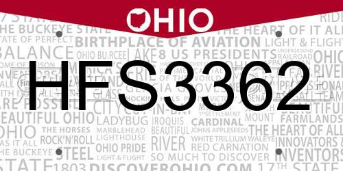 HFS3362 Ohio License Plate