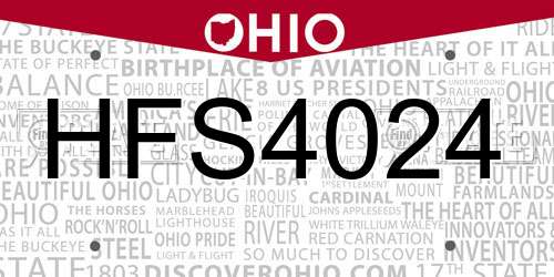 HFS4024 Ohio License Plate