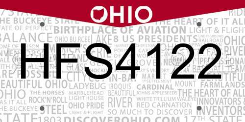 HFS4122 Ohio License Plate