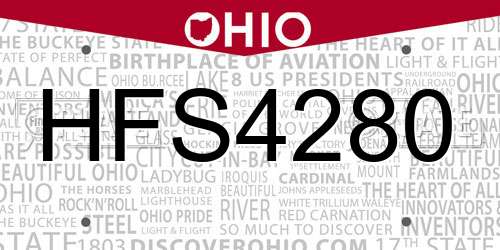 HFS4280 Ohio License Plate