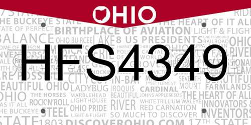 HFS4349 Ohio License Plate
