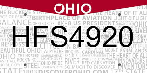 HFS4920 Ohio License Plate