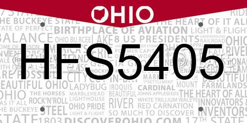 HFS5405 Ohio License Plate
