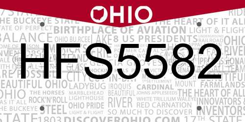 HFS5582 Ohio License Plate