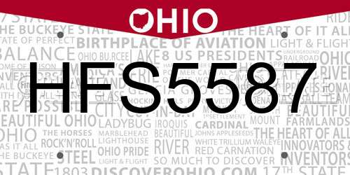 HFS5587 Ohio License Plate