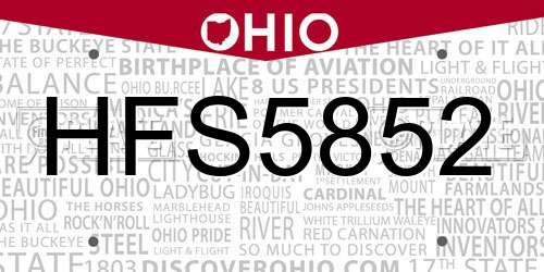 HFS5852 Ohio License Plate