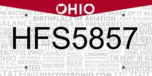 HFS5857 Ohio License Plate