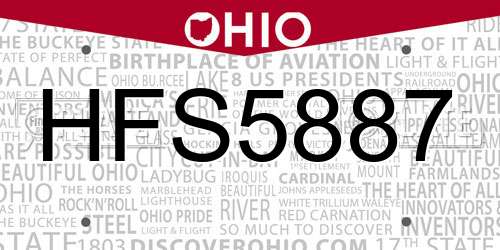 HFS5887 Ohio License Plate