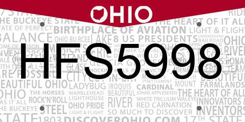 HFS5998 Ohio License Plate