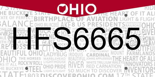 HFS6665 Ohio License Plate
