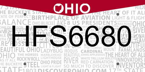 HFS6680 Ohio License Plate