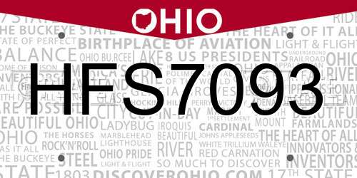 HFS7093 Ohio License Plate