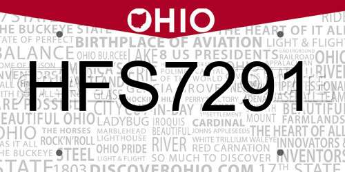HFS7291 Ohio License Plate