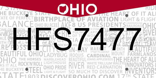 HFS7477 Ohio License Plate