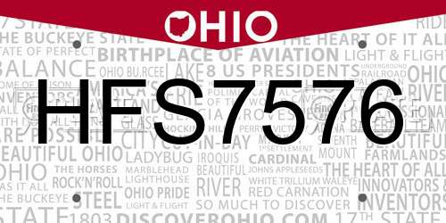 HFS7576 Ohio License Plate
