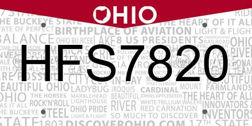 HFS7820 Ohio License Plate