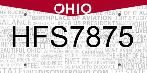 HFS7875 Ohio License Plate