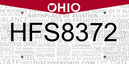 HFS8372 Ohio License Plate