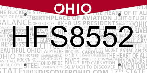 HFS8552 Ohio License Plate