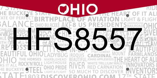 HFS8557 Ohio License Plate