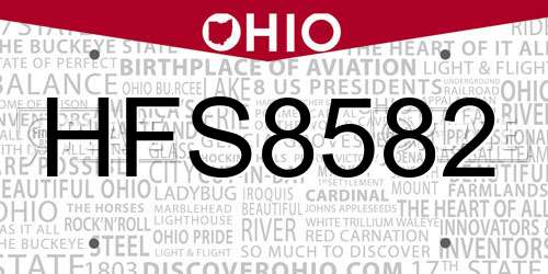 HFS8582 Ohio License Plate