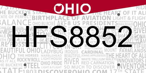 HFS8852 Ohio License Plate