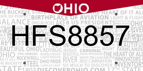 HFS8857 Ohio License Plate