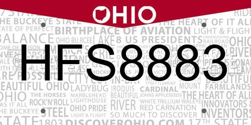 HFS8883 Ohio License Plate