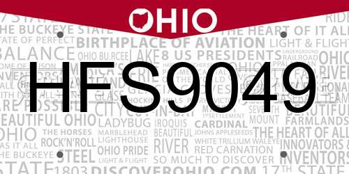 HFS9049 Ohio License Plate