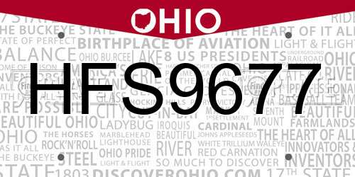 HFS9677 Ohio License Plate