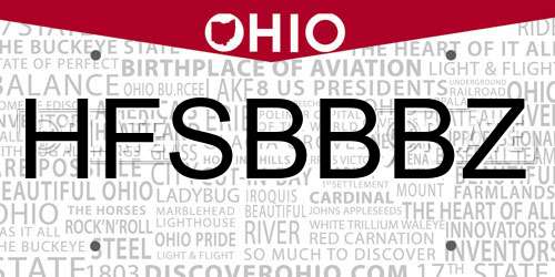 HFSBBBZ Ohio License Plate