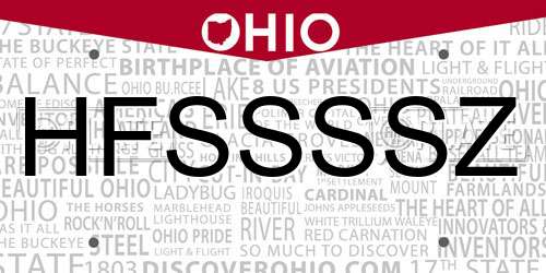 HFSSSSZ Ohio License Plate