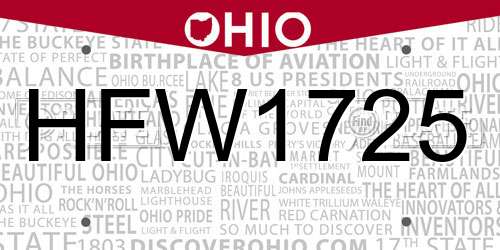 HFW1725 Ohio License Plate