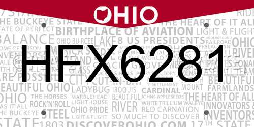 HFX6281 Ohio License Plate